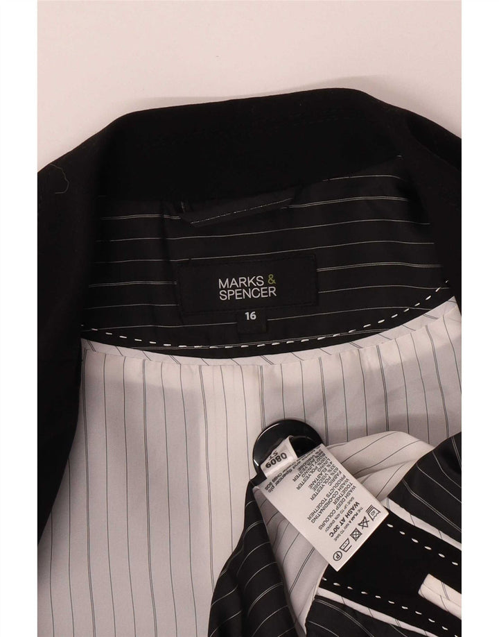Marks & Spencer Womens 1 Button Blazer Jacket UK 16 Large Black Polyester