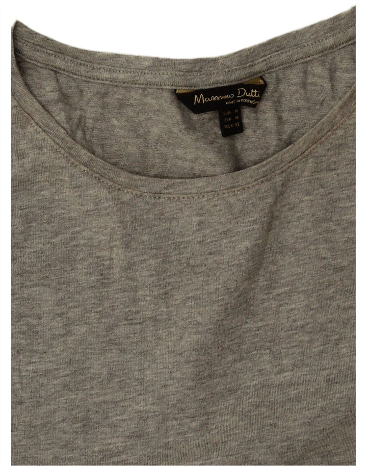 Massimo Dutti Womens T-Shirt Top UK 12 Medium Grey