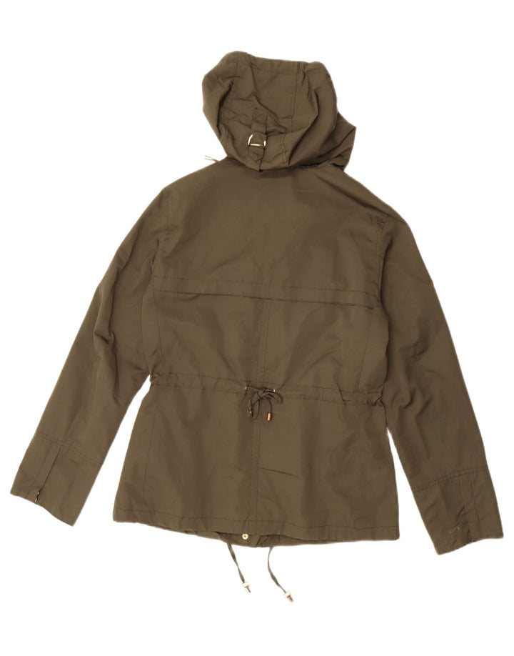 MASSIMO DUTTI Womens Hooded Parka Jacket UK 16 Large Green Polyester