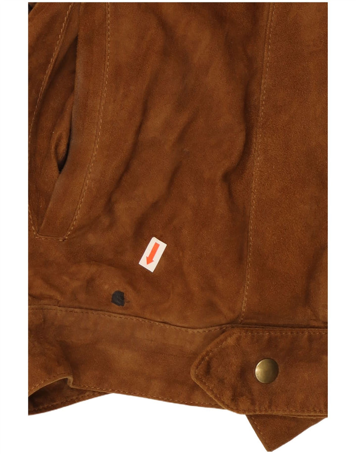 Vintage Mens Suede Jacket IT 48 Medium Brown