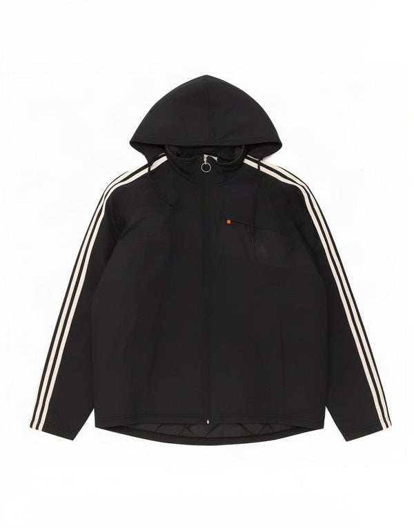 Adidas Mens Hooded Padded Jacket UK 38 Medium Black Polyester