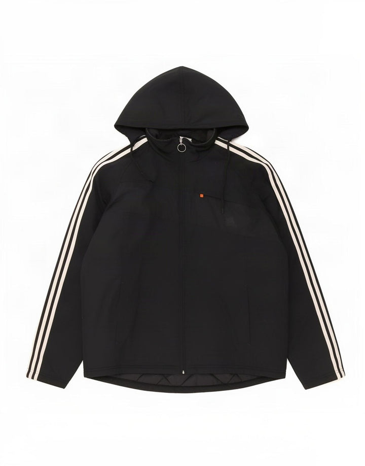 Adidas Mens Hooded Padded Jacket UK 38 Medium Black Polyester