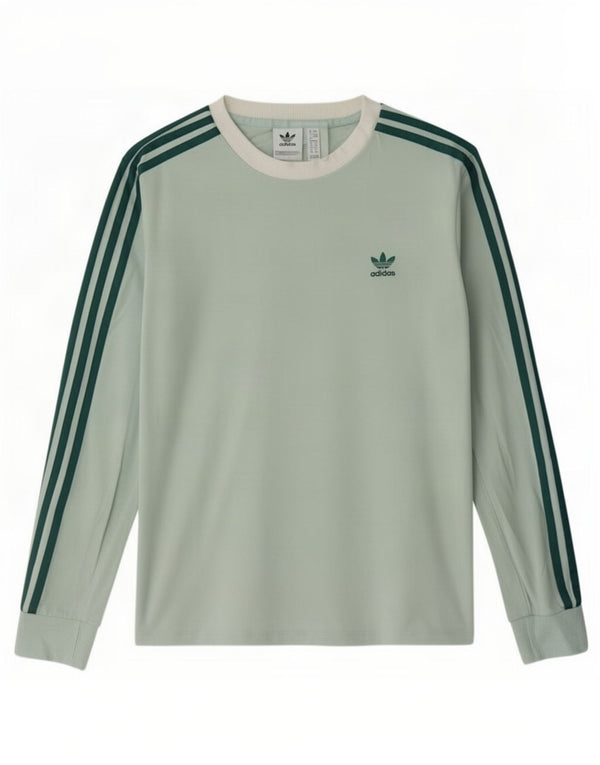 Adidas Womens Top Long Sleeve UK 12 Medium Green Cotton