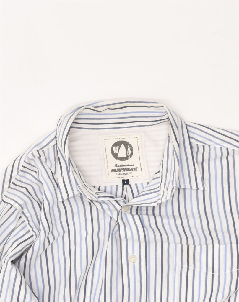 MURPHY & NYE Mens Slim Shirt Large White Striped Cotton | Vintage Murphy & Nye | Thrift | Second-Hand Murphy & Nye | Used Clothing | Messina Hembry 