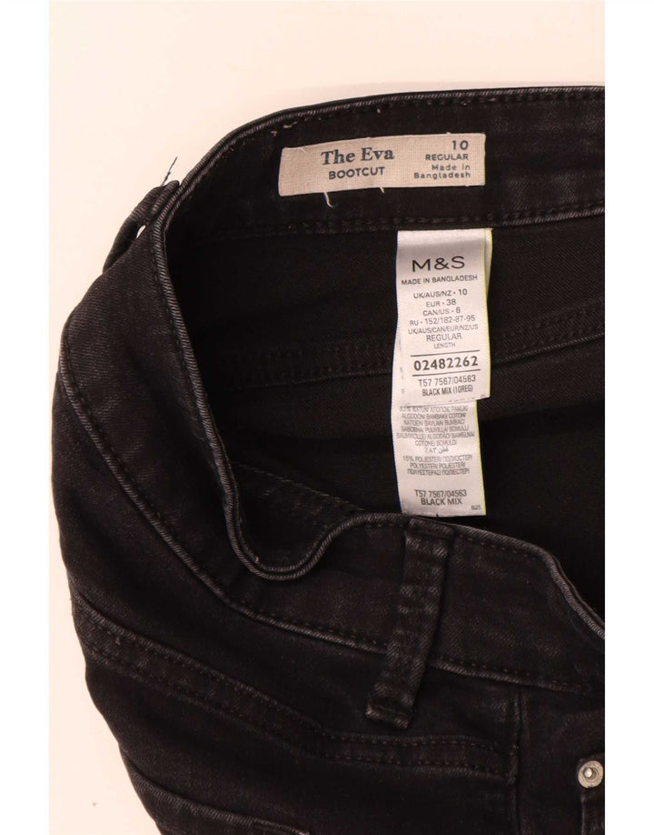 Marks & Spencer Womens The Eva Bootcut Jeans UK 10 Small W28 L31 Black