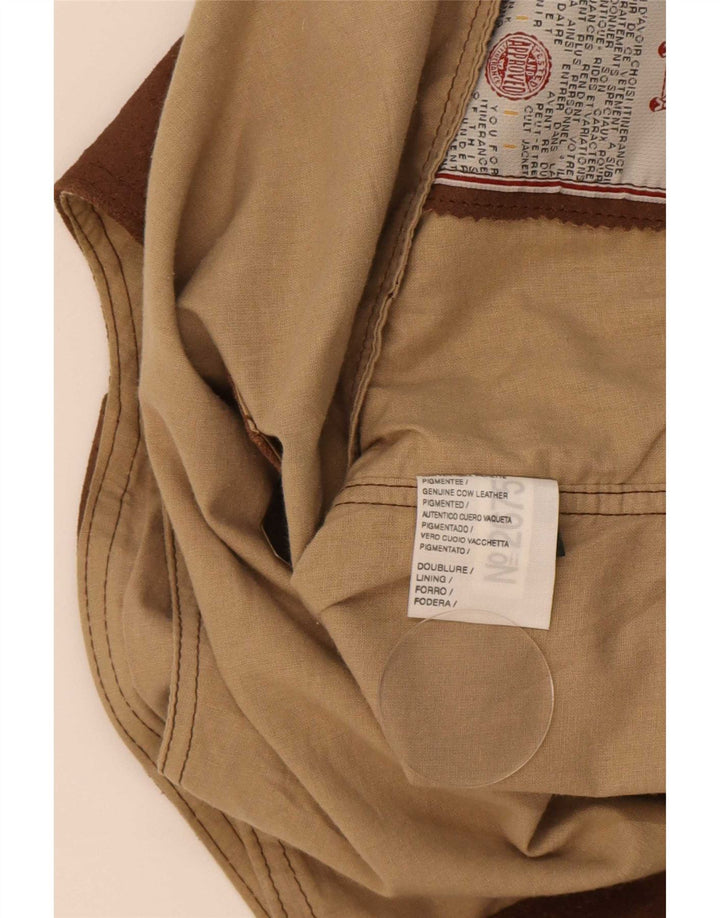 Vintage Mens Suede Waistcoat XL Brown Leather