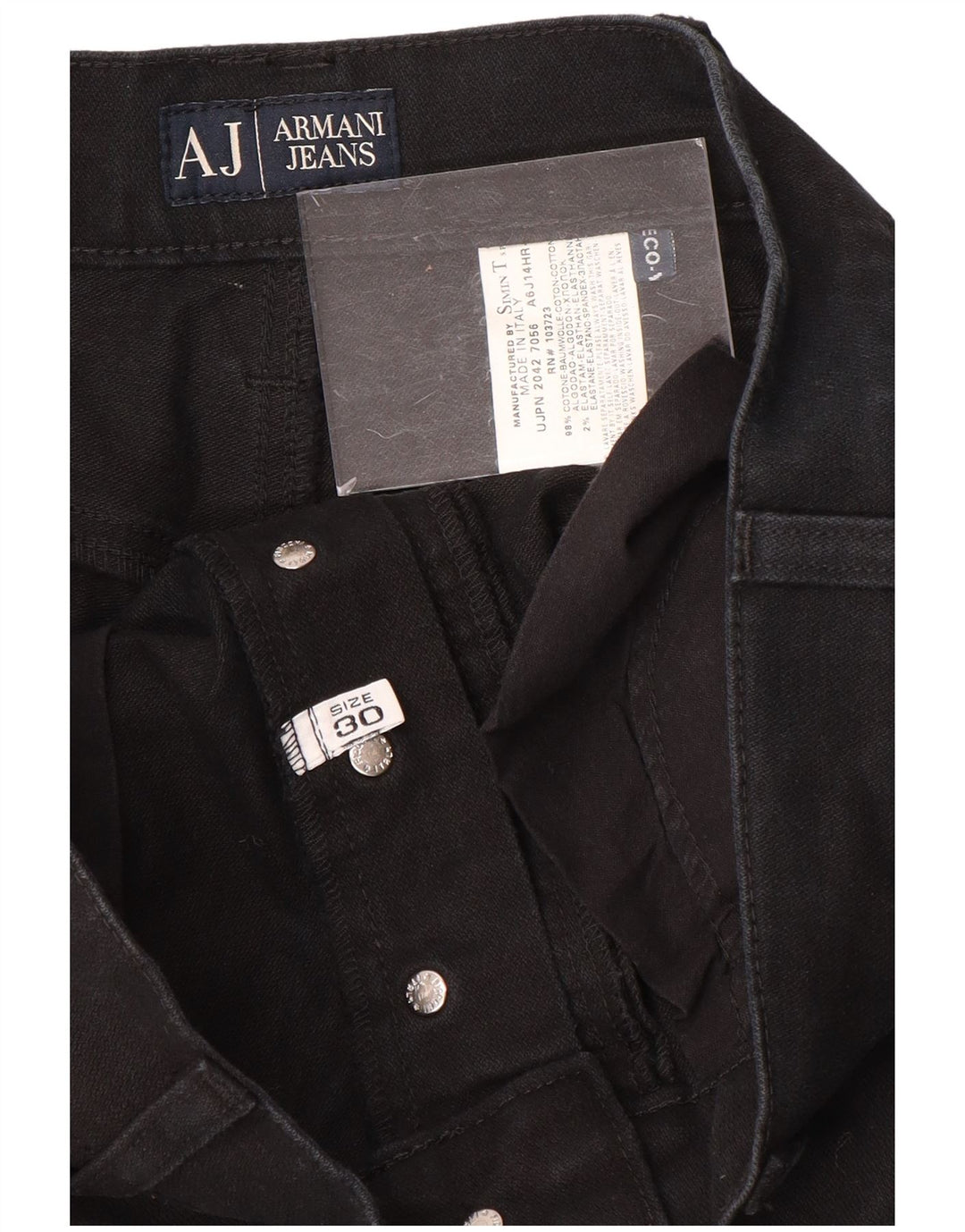 ARMANI Mens Straight Jeans W30 L30 Black Cotton