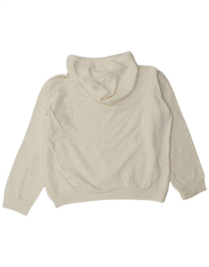 Diesel Womens Graphic Oversized Hoodie Jumper UK 14 Medium White Cotton