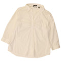 EDDIE BAUER Womens 3/4 Sleeve Pullover Shirt Blouse UK 18 XL White Cotton