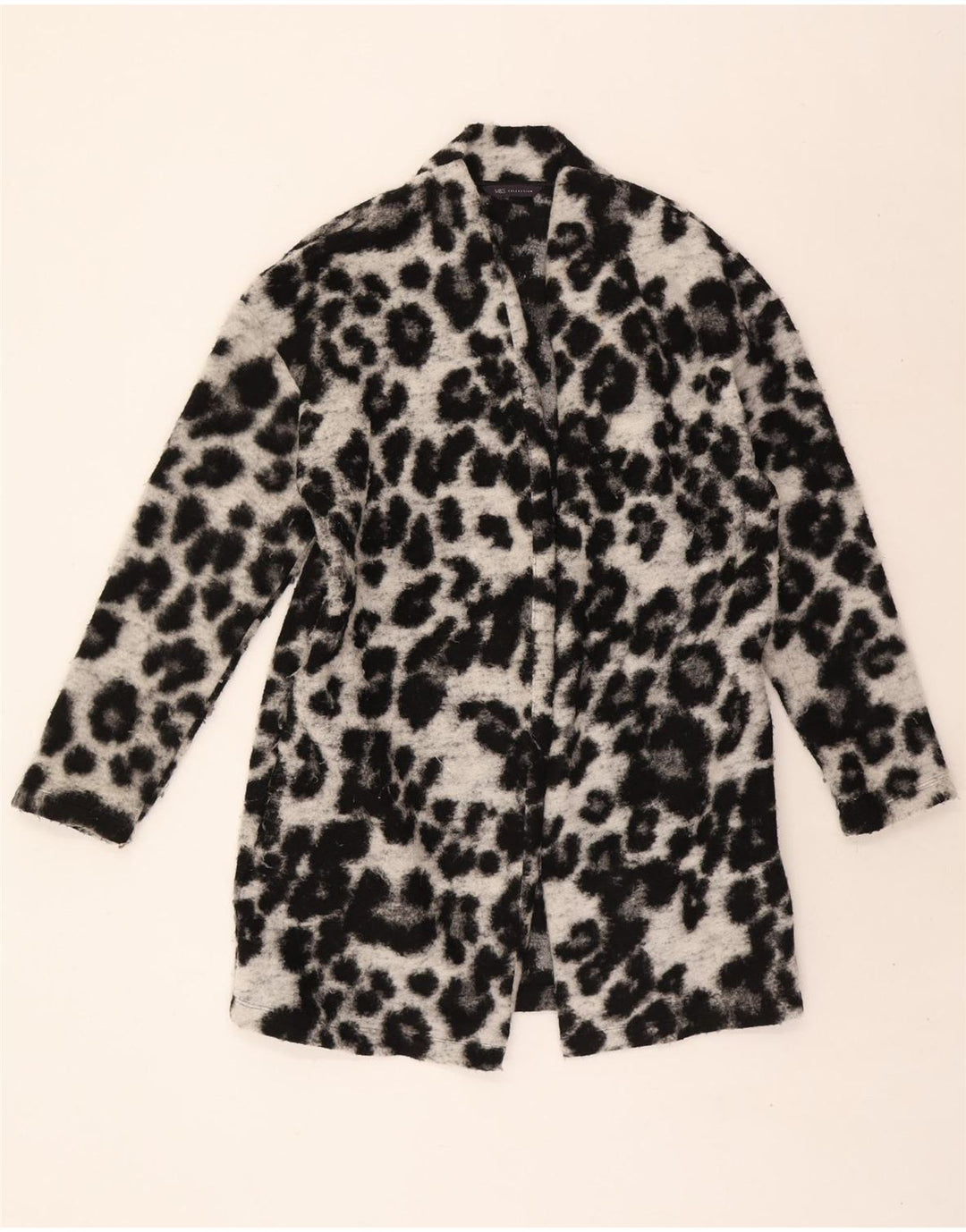 MARKS & SPENCER Womens Cardigan Sweater UK 12 Medium Black Animal Print Vintage Marks & Spencer and Second-Hand Marks & Spencer from Messina Hembry 