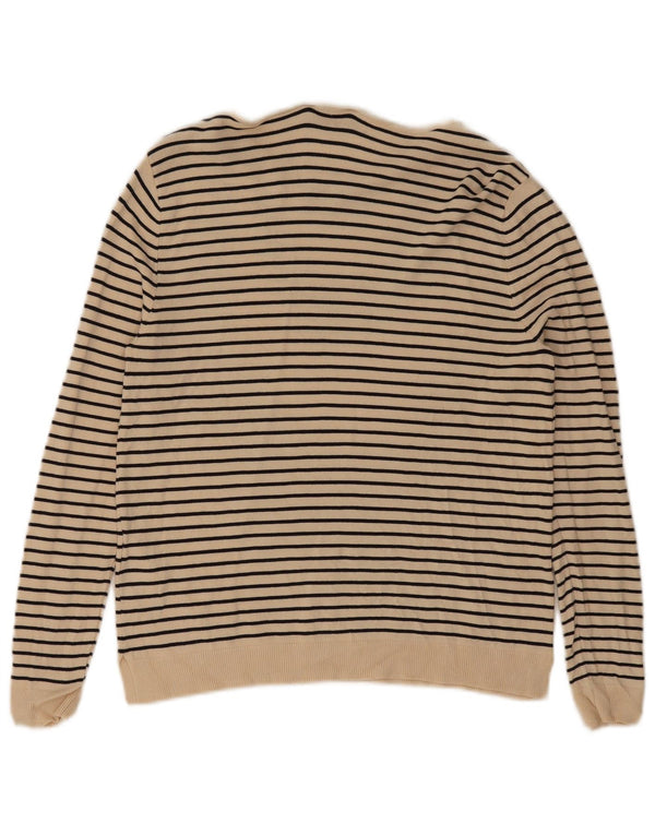 Zara Womens Boat Neck Jumper Sweater UK 10 Small Beige Striped Nautical