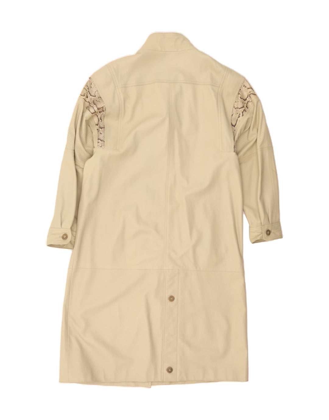 VINTAGE Womens Leather Coat UK 18 XL Beige