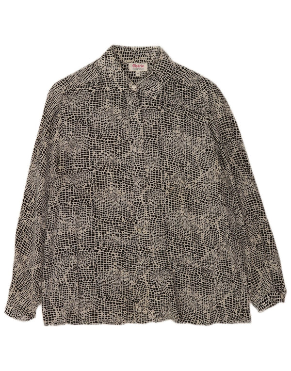 cherie Womens Shirt IT 46 Large Black Animal Print Silk