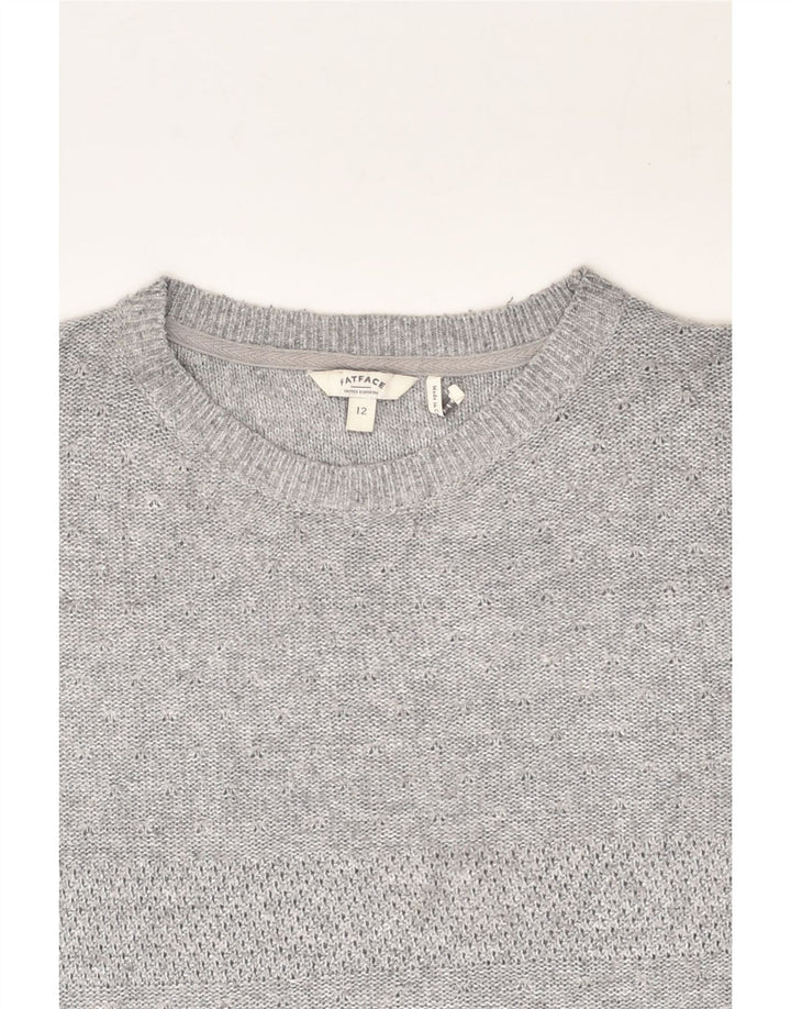 FAT FACE Womens 3/4 Sleeve Crew Neck Jumper Sweater UK 12 Medium Grey | Vintage Fat Face | Thrift | Second-Hand Fat Face | Used Clothing | Messina Hembry 