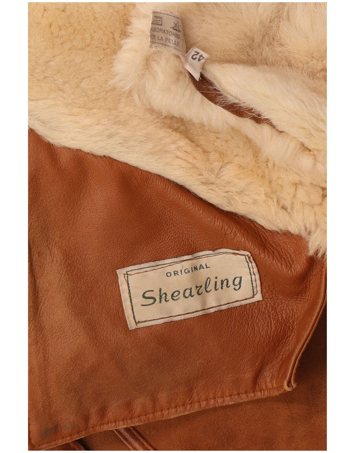Vintage Womens Shearling Jacket IT 42 Medium Beige Shearling