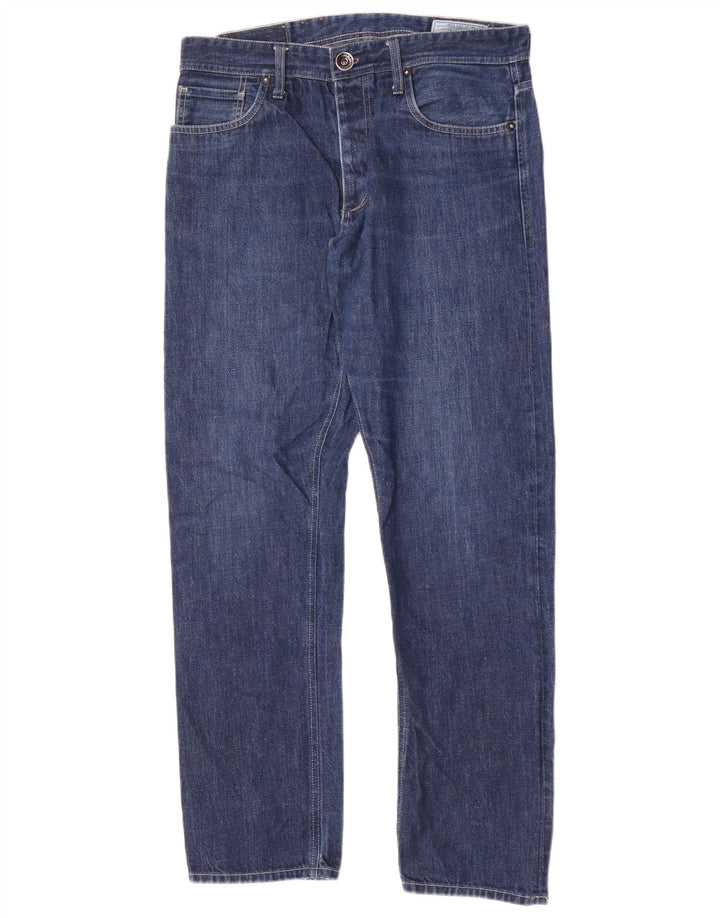 Jack & Jones Mens Straight Jeans W34 L32 Blue Cotton
