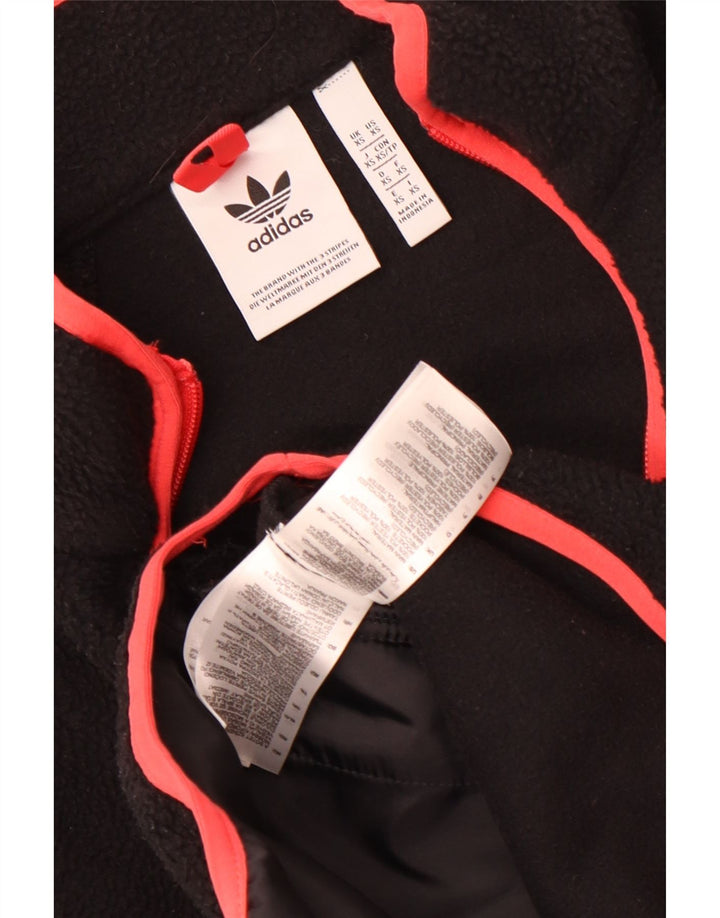 Adidas Womens Oversized Fleece Jacket UK 6 XS Black Polyester