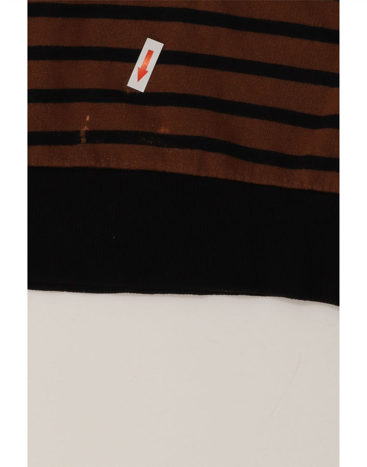 ZARA Womens Graphic Sweatshirt Jumper UK 14 Medium Brown Striped Cotton