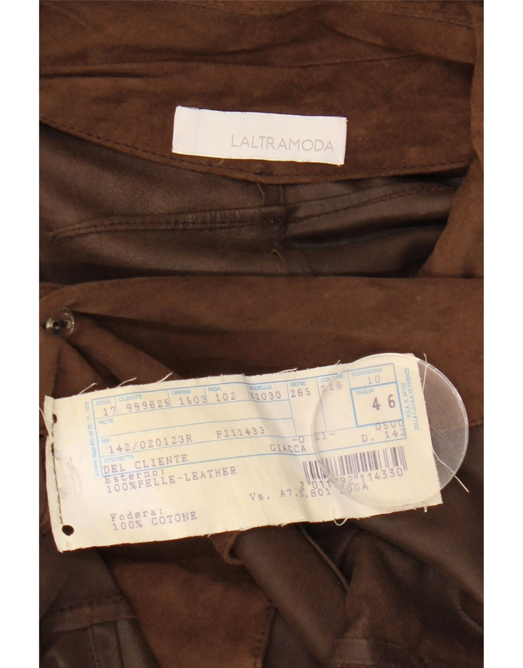 Latramoda Womens 1 Button Suede Blazer Jacket IT 46 Large Brown Leather