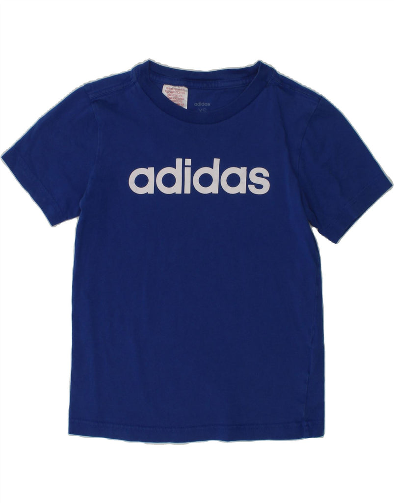 ADIDAS Boys Graphic T-Shirt Top 7-8 Years XS Navy Blue Cotton | Vintage Adidas | Thrift | Second-Hand Adidas | Used Clothing | Messina Hembry 