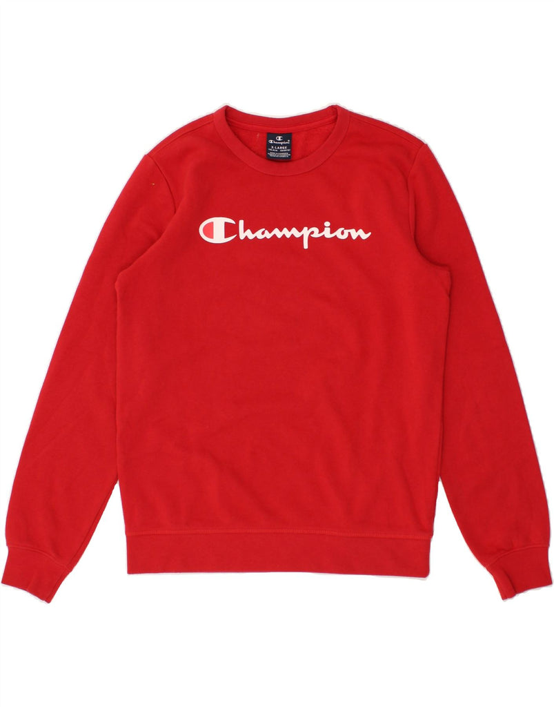 CHAMPION Girls Graphic Sweatshirt Jumper 13-14 Years XL Red | Vintage Champion | Thrift | Second-Hand Champion | Used Clothing | Messina Hembry 