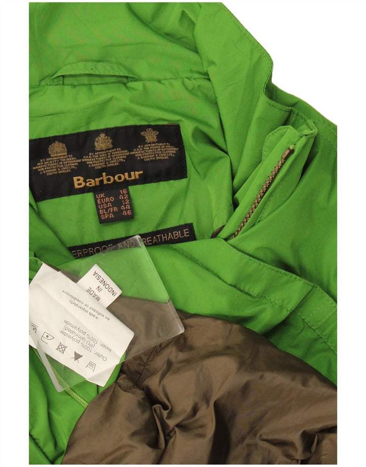 Barbour Womens Rain Jacket UK 16 Large Green Polyester