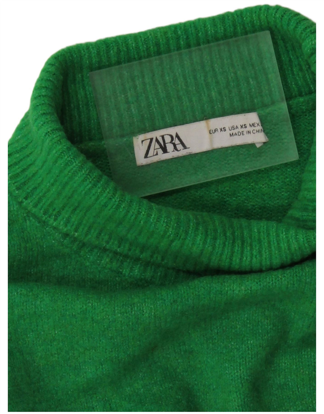 Zara Womens Crop Oversized Roll Neck Jumper Sweater UK 6 XS Green