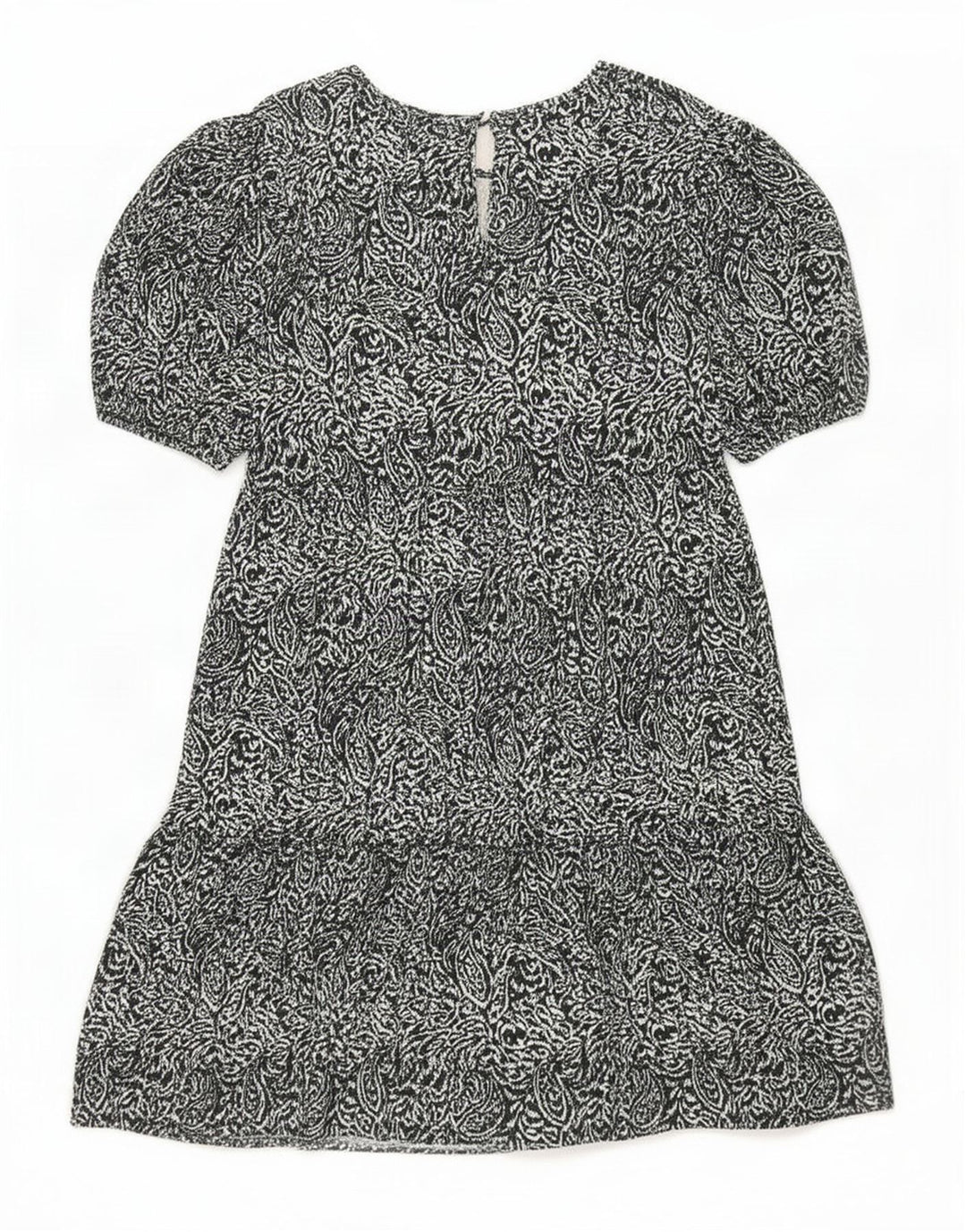 Marks & Spencer Womens Tiered Dress UK 12 Medium Black Paisley Polyester