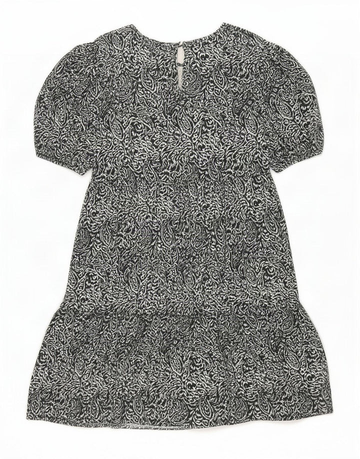Marks & Spencer Womens Tiered Dress UK 12 Medium Black Paisley Polyester