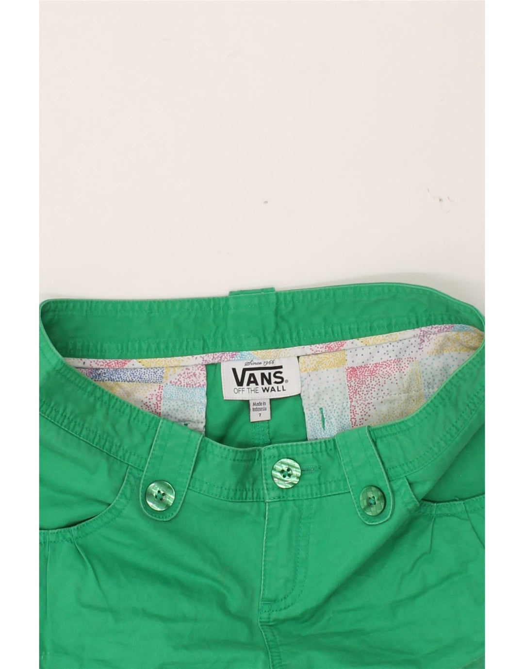 VANS Womens Casual Shorts US 7 Medium W30 Green Vintage Vans and Second-Hand Vans from Messina Hembry 