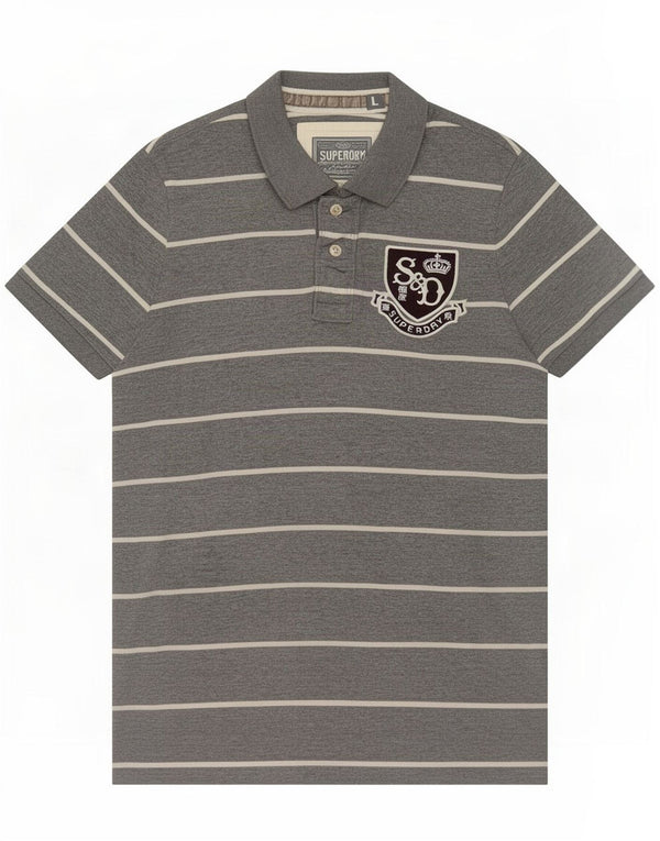 Superdry Mens Graphic Polo Shirt Large Grey Cotton