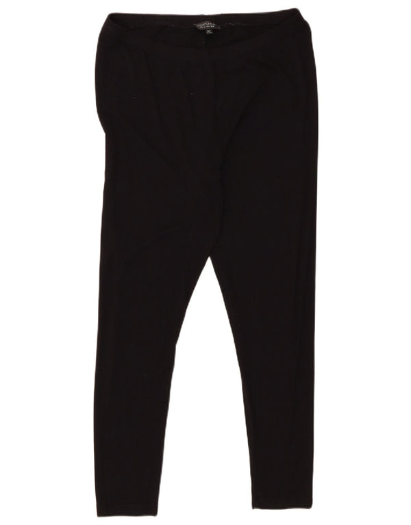 Topshop Womens Crop Leggings UK 16 Large  Black Viscose