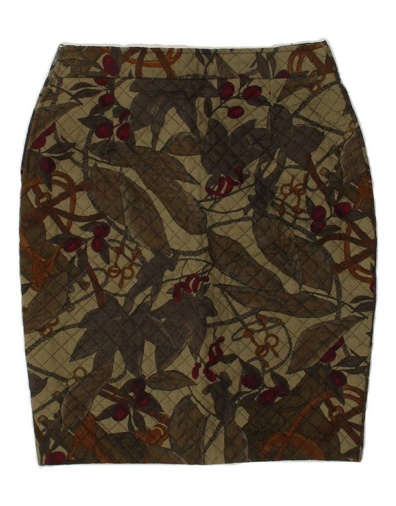 VINTAGE Womens Quilted Pencil Skirt W28 Medium  Khaki Floral | Vintage Vintage | Thrift | Second-Hand Vintage | Used Clothing | Messina Hembry 