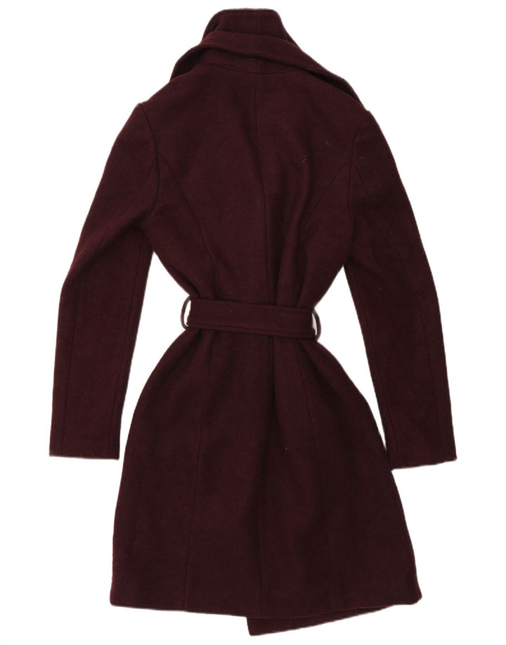 Lipsy Womens Wrap Overcoat UK 10 Small Burgundy Polyester