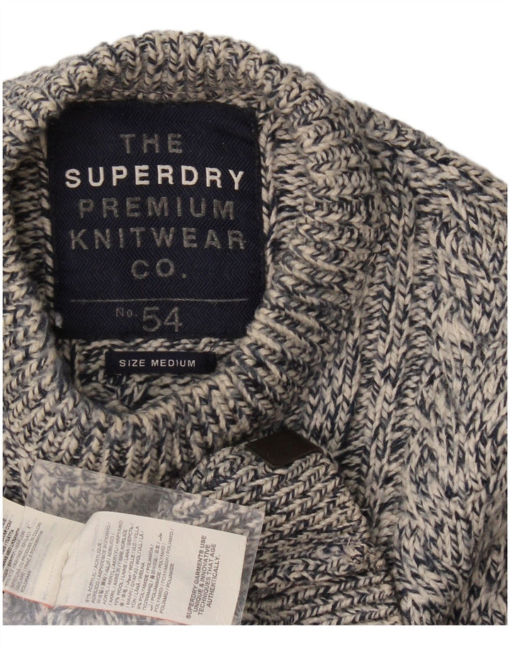Superdry Mens Crew Neck Jumper Sweater Medium Navy Blue Flecked Wool