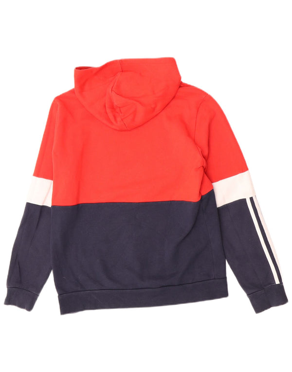 Adidas Boys Graphic Hoodie Jumper 13-14 Years Red Colourblock Cotton