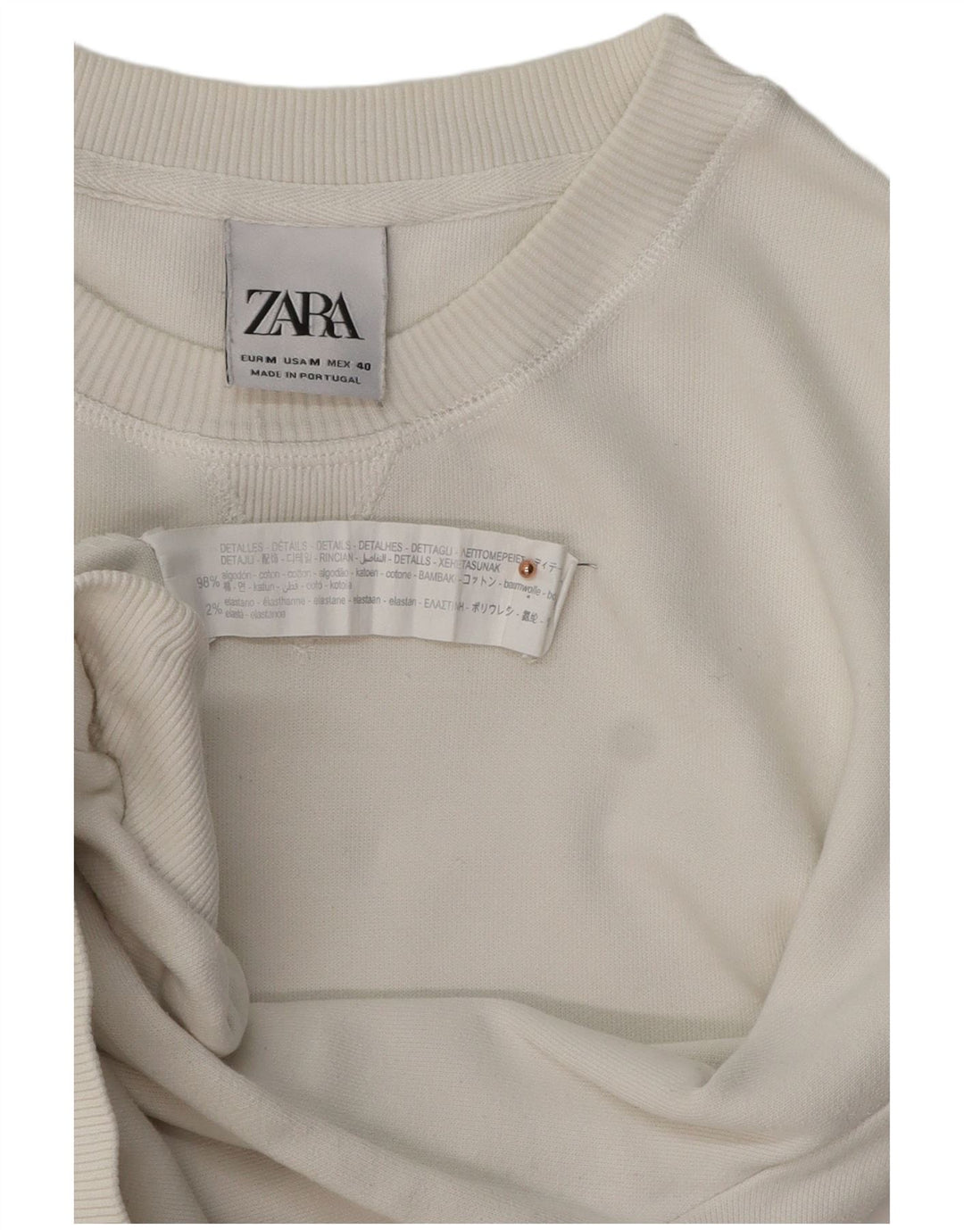 ZARA Mens Sweatshirt Jumper Medium White Cotton