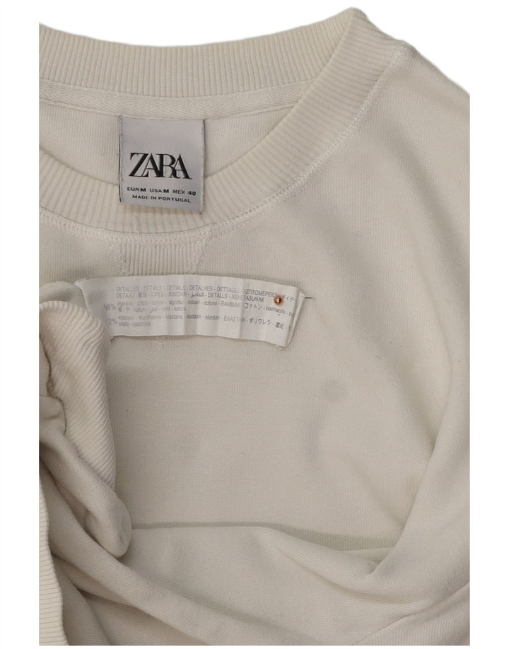 ZARA Mens Sweatshirt Jumper Medium White Cotton