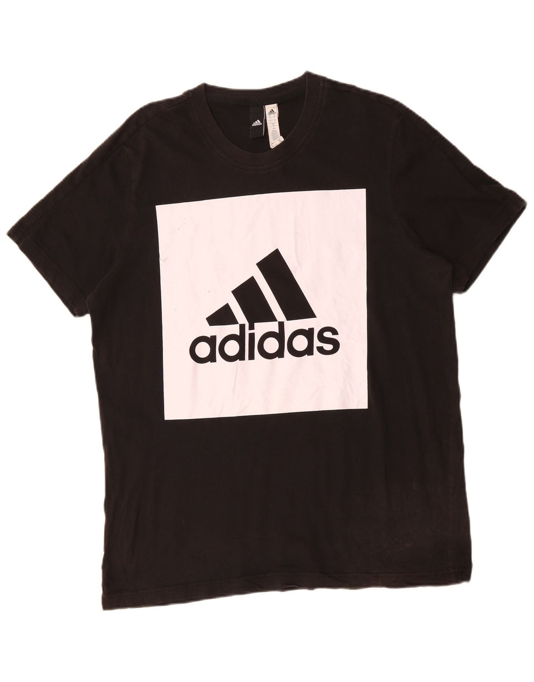 ADIDAS Mens Graphic T-Shirt Top Large Black Colourblock Cotton