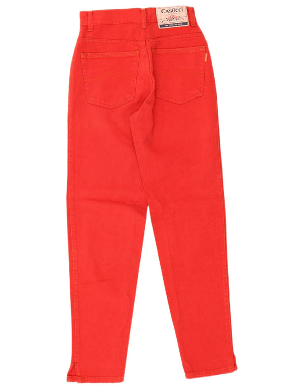 Casucci Womens High Waist Casual Trousers IT 42 Medium W24 L29 Red Cotton