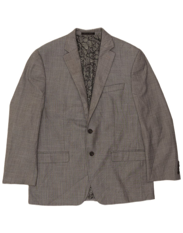 Chaps Mens 2 Button Blazer Jacket UK 40 Large Grey Chevron Polyester