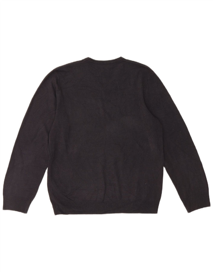 Marks & Spencer Mens Blue Harbour V-Neck Jumper Sweater Large Black Acrylic