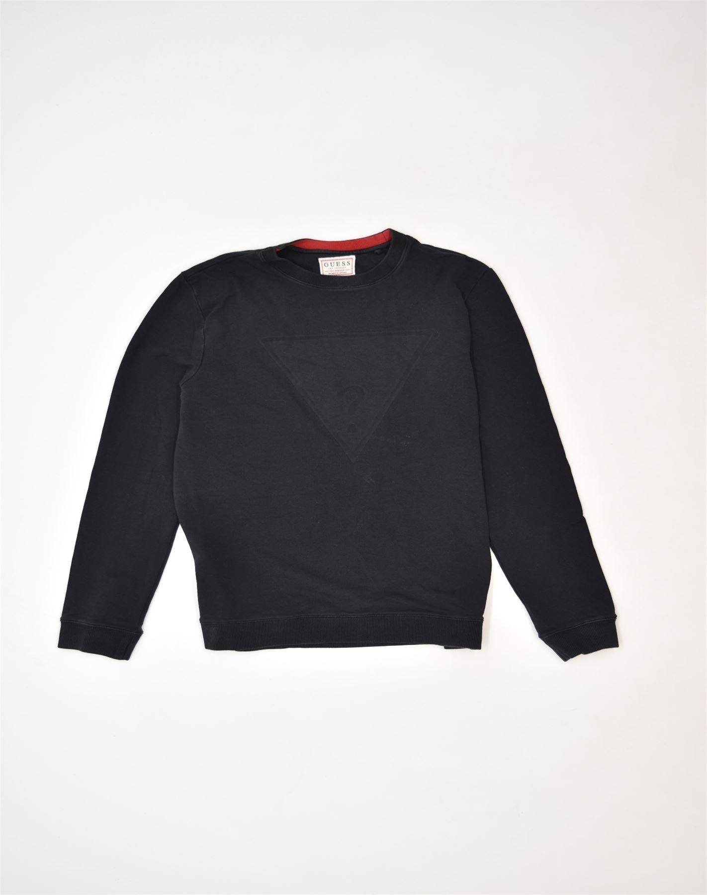 GUESS Mens Graphic Sweatshirt Jumper Small Black Vintage