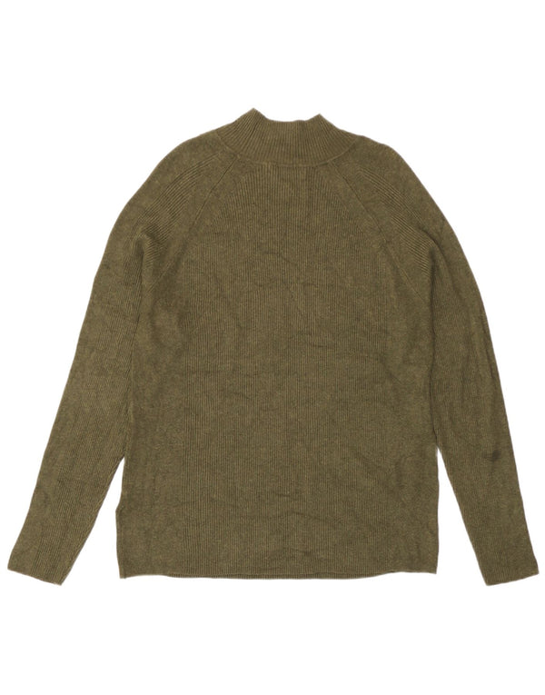 Marks & Spencer Womens Turtle Neck Jumper Sweater UK 16 Large Khaki Viscose