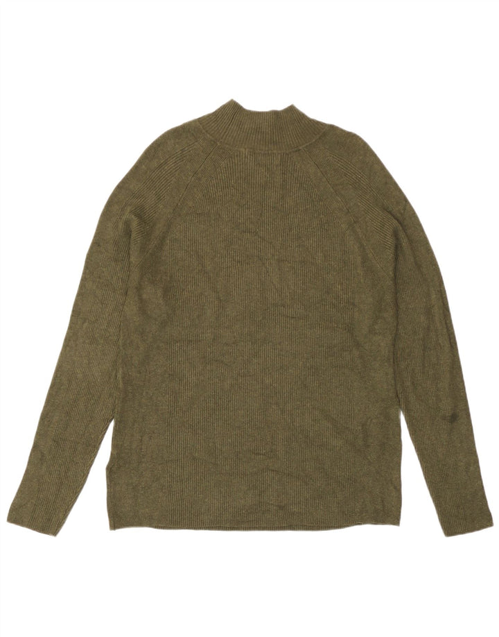 Marks & Spencer Womens Turtle Neck Jumper Sweater UK 16 Large Khaki Viscose