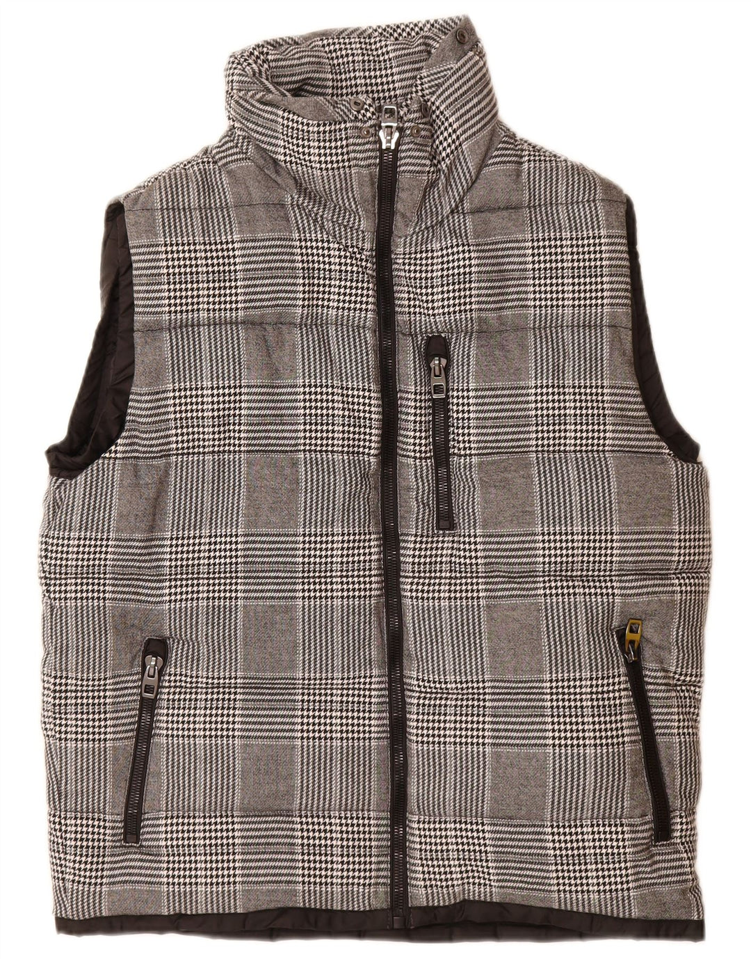 Zara Mens Padded Gilet UK 42 XL Grey Check Polyester