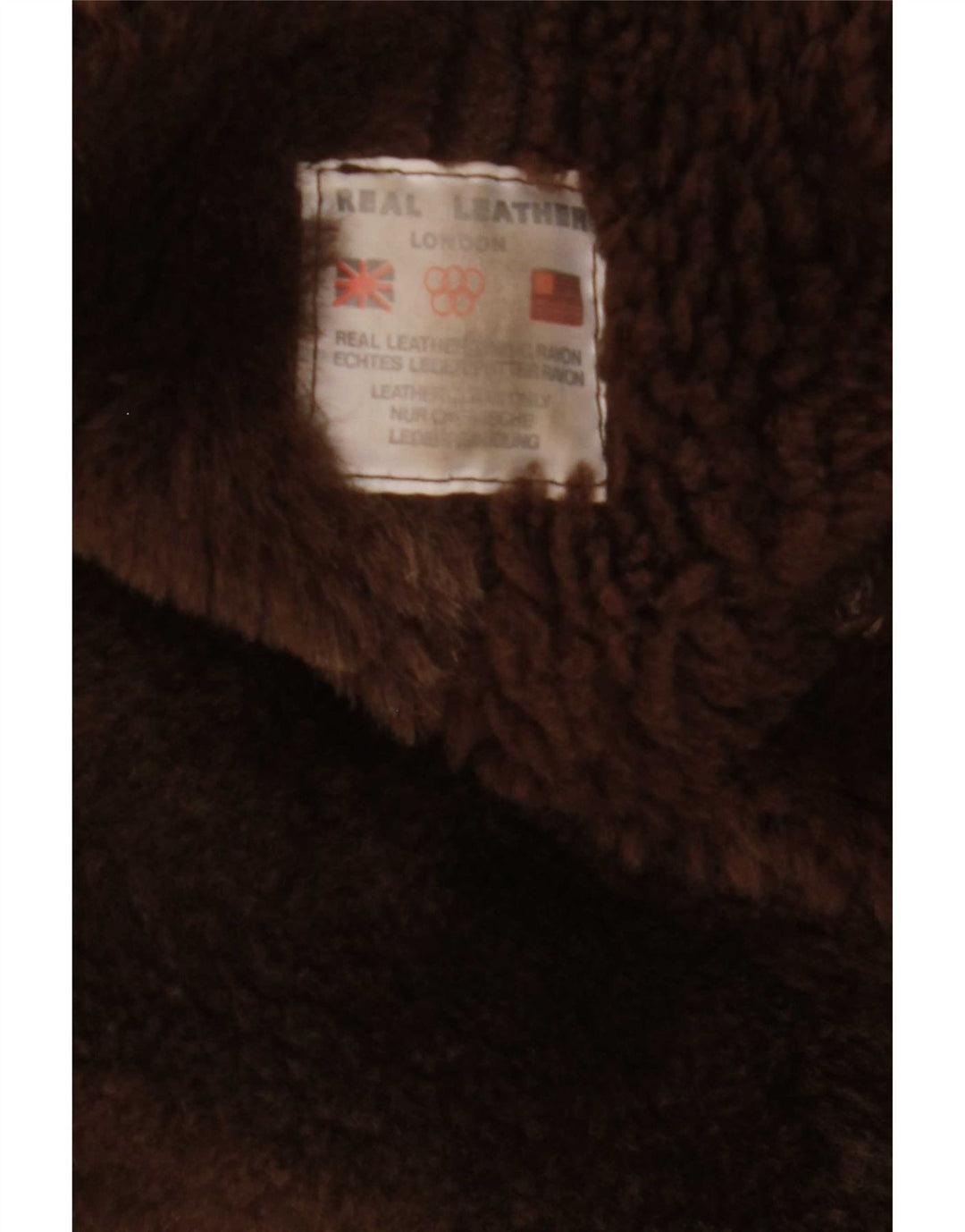 Vintage Womens Shearling Coat UK 14 Medium Brown Leather