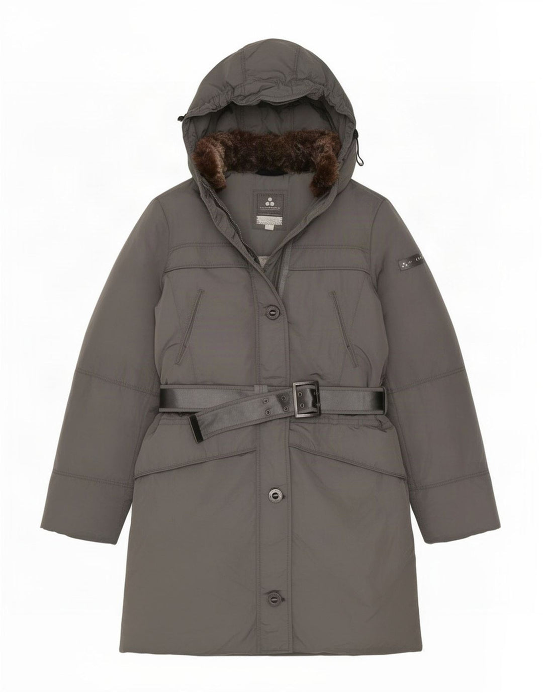PEUTEREY Womens Hooded Padded Coat IT 48 XL Grey Polyamide