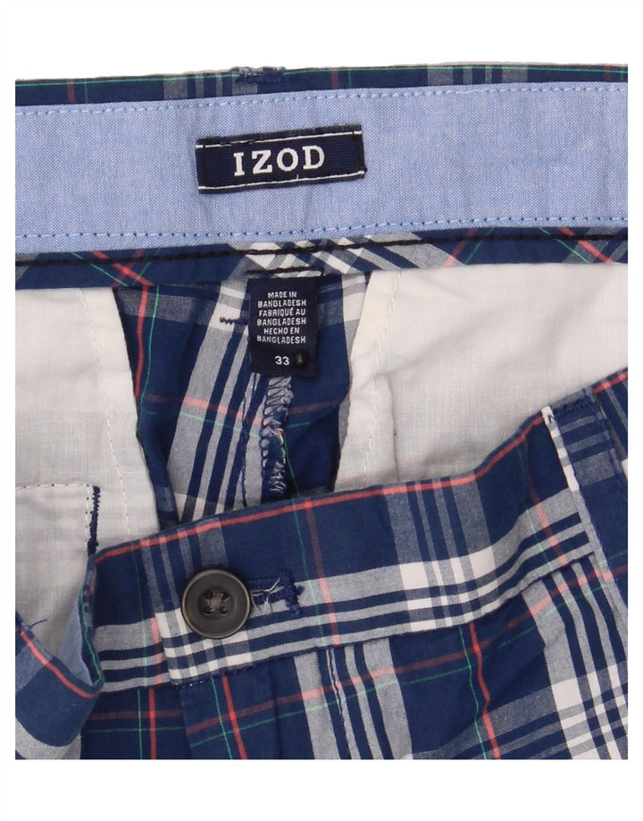 IZOD Mens Chino Shorts W33 Medium  Blue Check Vintage Izod and Second-Hand Izod from Messina Hembry 