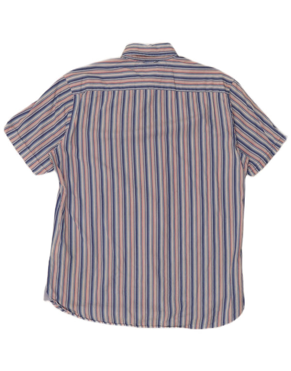 Tommy Hilfiger Mens Short Sleeve Shirt Large Blue Striped Cotton